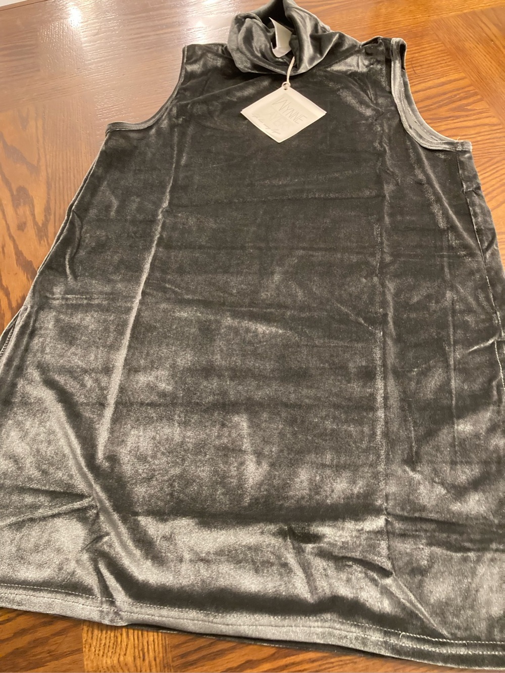 Wynne Layers:  Velour Luxe Turtleneck Sleeveless - Grey
